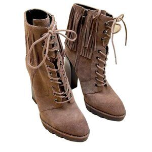 💜🤑 KENENTH COLE NY fringe suede Heeled Boots 8.5M